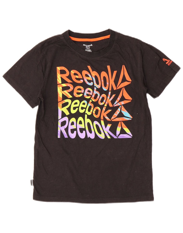 Reebok Jungen T-Shirt mit Grafik, 10–11 Jahre, Größe L, Schwarz, Baumwolle