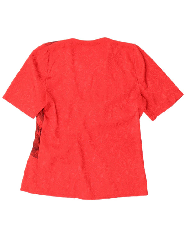 Vintage Womens Blouse Top UK 16 Large Red Floral