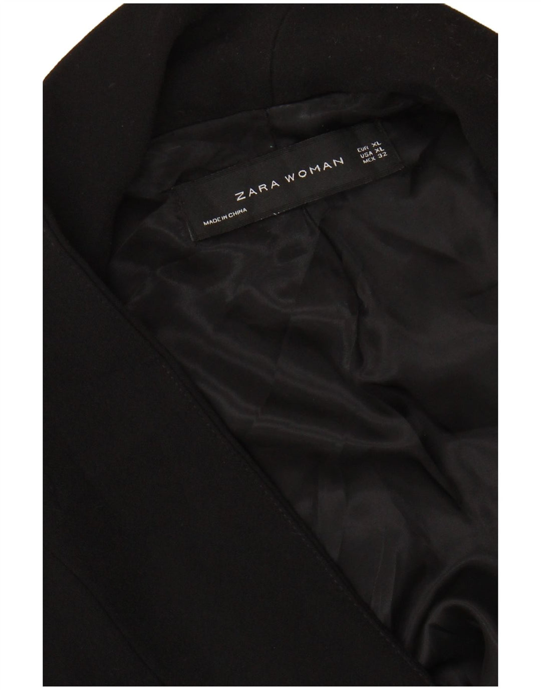 ZARA Womens 3/4 Sleeve Open Blazer Jacket UK 18 XL Black