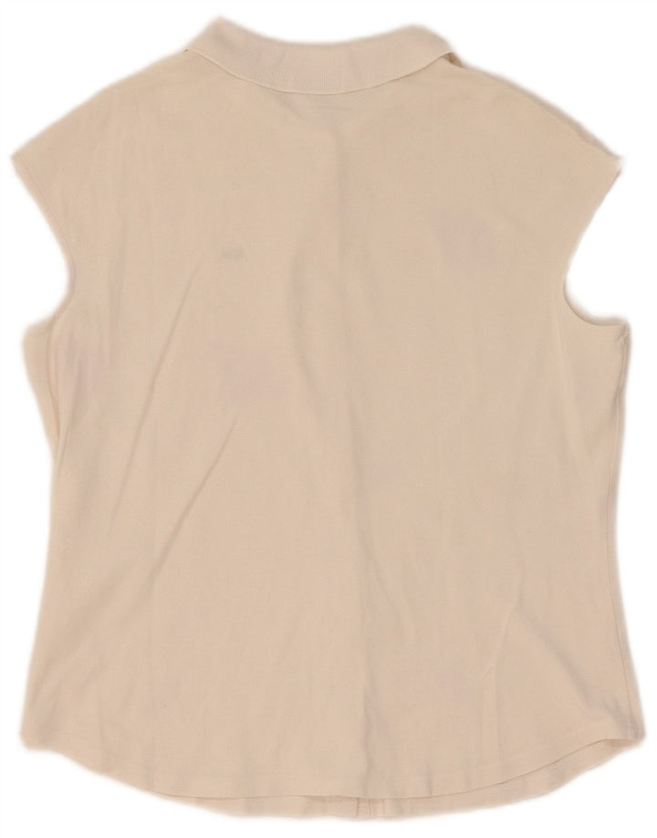 Lacoste Womens Short Sleeve Shirt Blouse Size 44 Large White