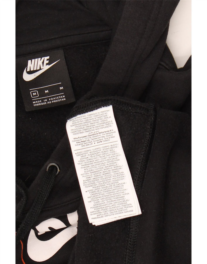 NIKE Mens Graphic Hoodie Jumper Medium Black Cotton