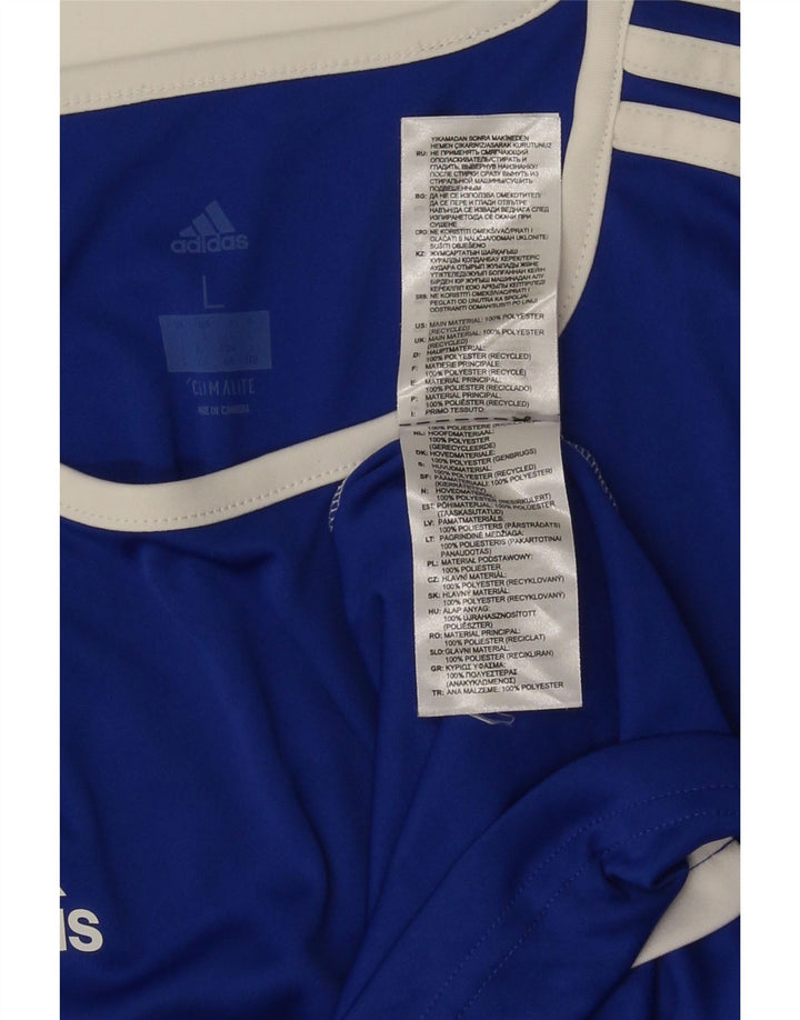Adidas Mens Climalite T-Shirt Top Large Blue Colourblock Polyester