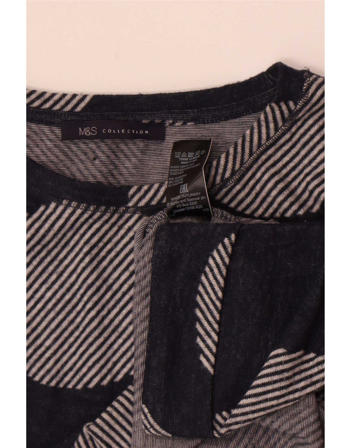 Marks & Spencer Haut à manches 3/4 pour femme UK 12 Bleu marine moyen géométrique
