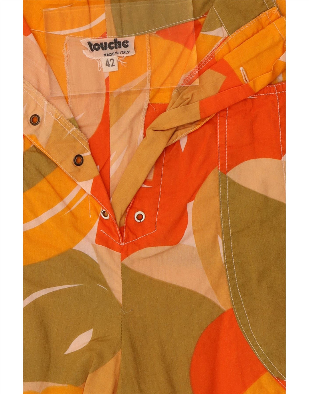 TOUCHE Womens Abstract Pattern Bermuda Shorts IT 42 Medium W26  Orange Vintage Touche and Second-Hand Touche from Messina Hembry 