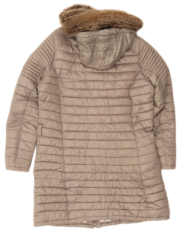 Barbour Wattierter Damenmantel mit Kapuze, UK 14, Größe L, grau, Polyester