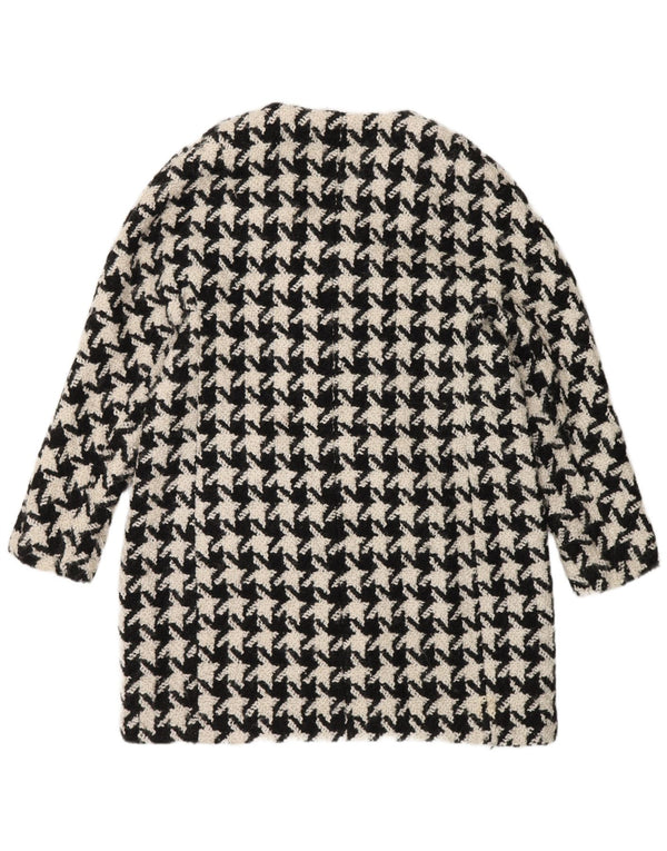 Zara Damen Mantel UK 16 Large Schwarze Hahnentrittwolle
