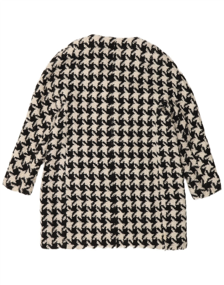 Zara Γυναικείο Παλτό UK 16 Μεγάλο μαύρο μαλλί Houndstooth