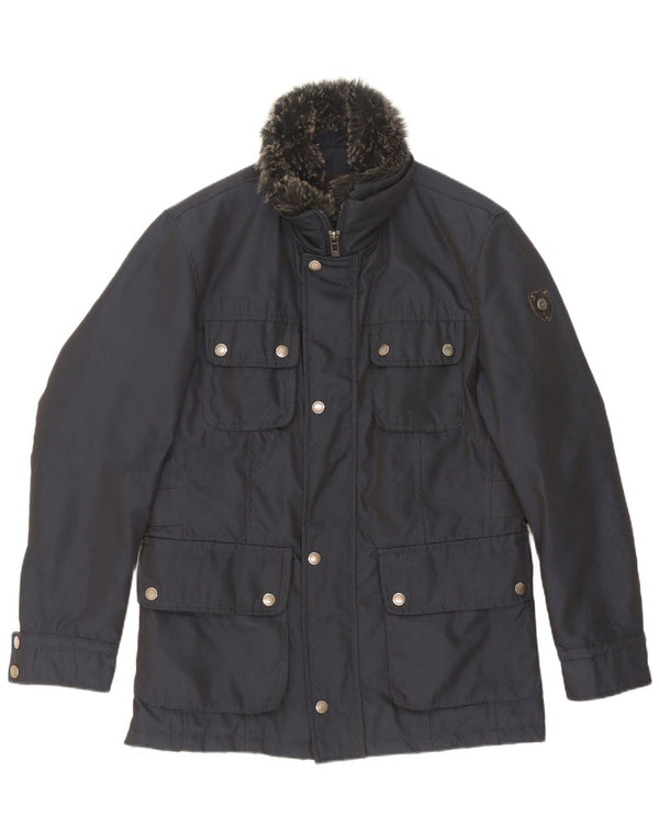 Wampum Mens Utility Jacket UK 38 Medium Navy Blue Polyester