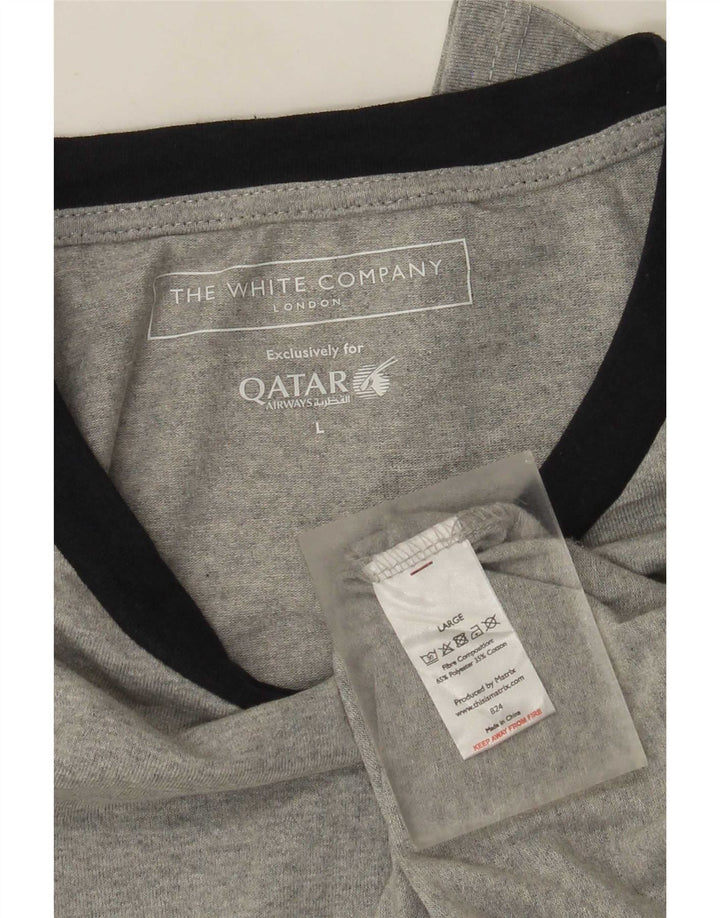 The White Company Mens Top Long Sleeve Large Grey Colourblock Polyester