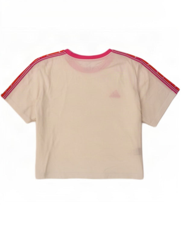 Adidas női Crop Graphic póló felső UK 12/14 közepes fehér pamut