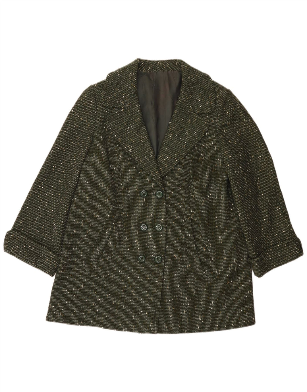 Vintage Womens Overcoat UK 14 Large Green Flecked