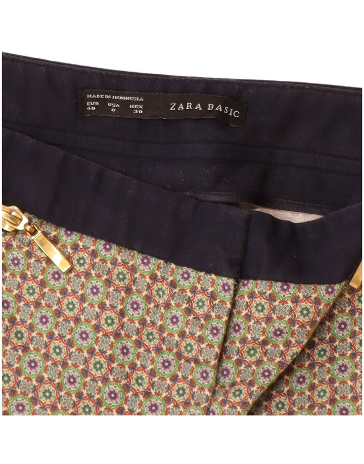 Zara Womens Cropped Trousers EU 40 Medium W30 L24 Multicoloured Geometric
