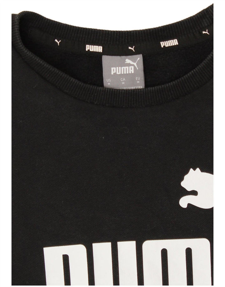 PUMA Mens Graphic Sweatshirt Jumper Medium Black Cotton Vintage Puma and Second-Hand Puma from Messina Hembry 