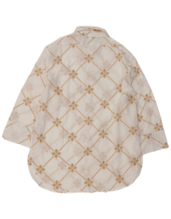ALTAMIRA  Womens Oversized Shirt UK 14 Medium White Geometric Cotton