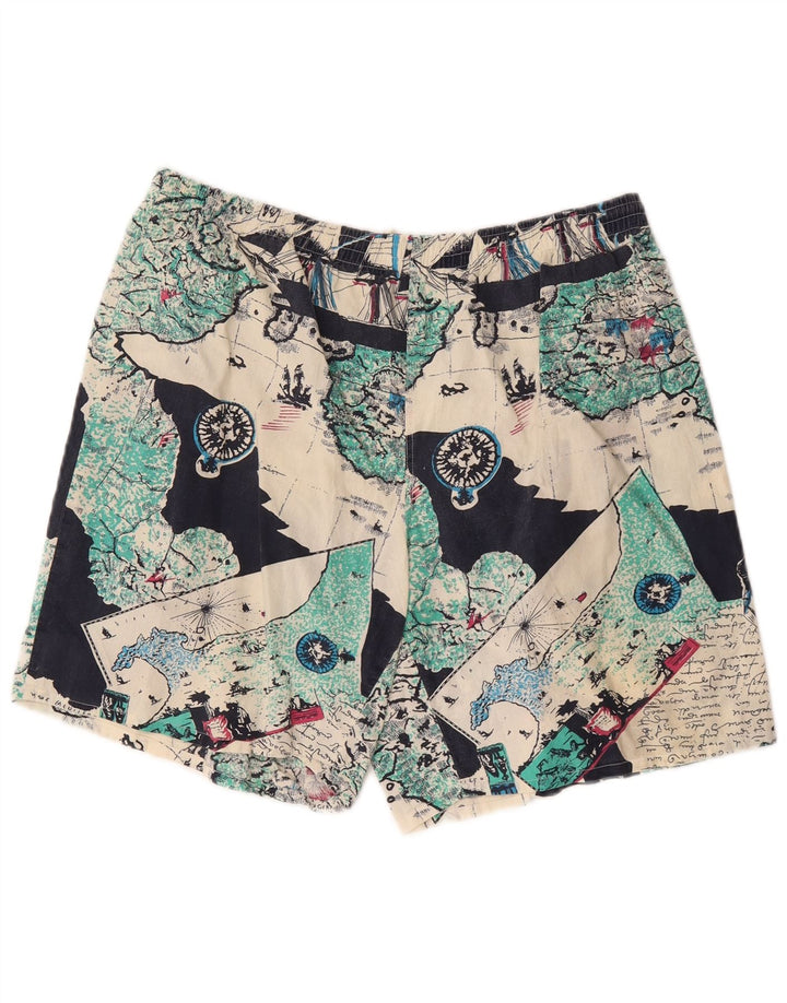 Vintage Mens Abstract Pattern Swimming Shorts IT 54 XL Multicoloured Cotton
