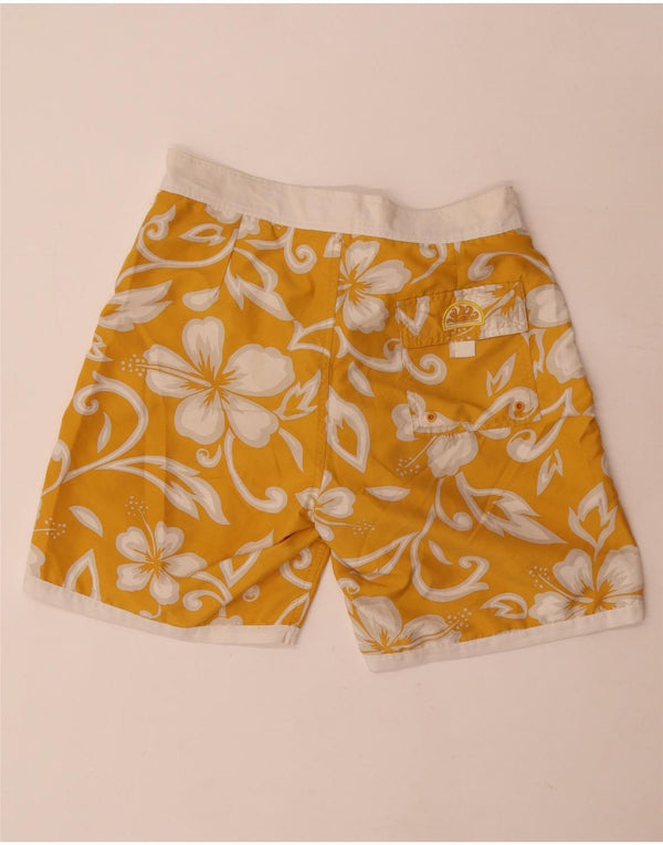 Sundek Mens Swimming Shorts IT 48 Medium Yellow Floral Polyester