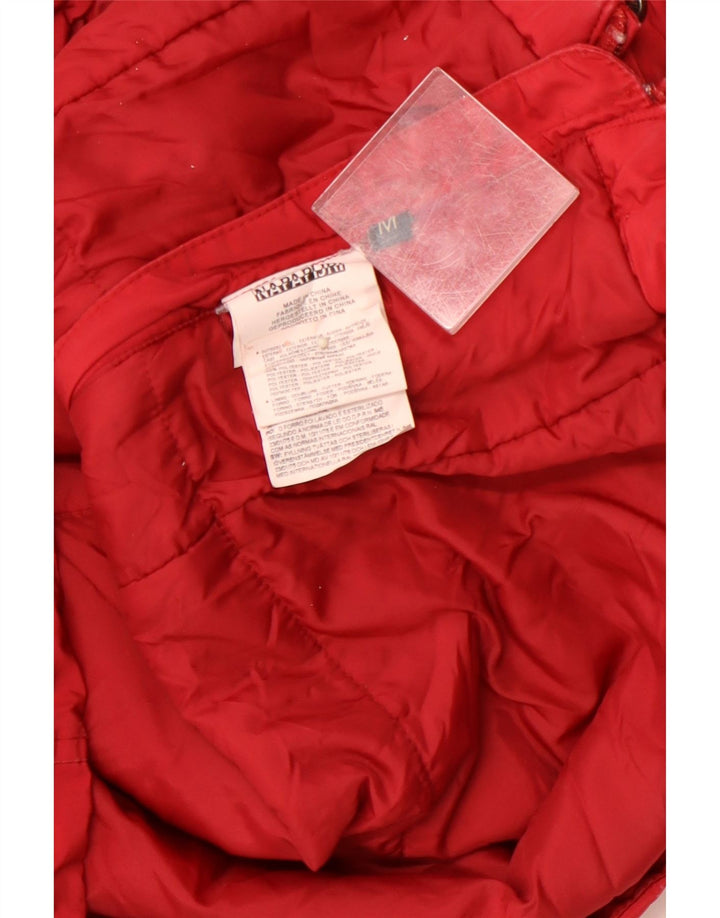 NAPAPIJRI Womens Graphic Hooded Anorak Jacket UK 14 Medium Red Polyester