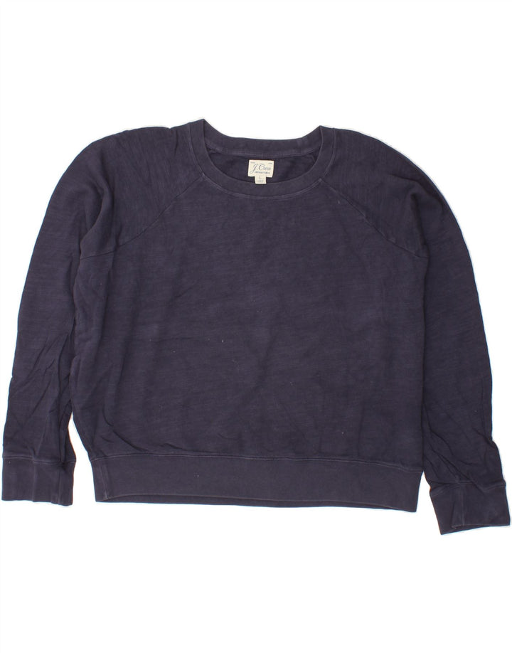 J. CREW Womens Oversized Crop Sweatshirt Jumper UK 16 Large Navy Blue Vintage J. Crew and Second-Hand J. Crew from Messina Hembry 