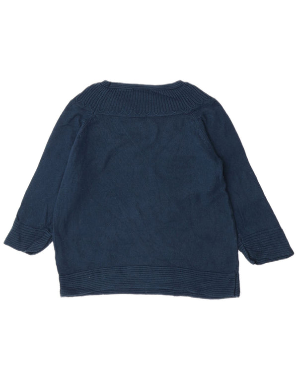 Marks & Spencer Dame Boat Neck Jumper Sweater UK 14 Medium Blue
