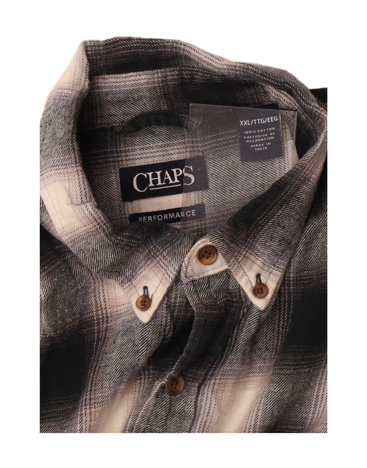 Camicia in flanella da uomo Chaps 2XL in cotone a quadri grigi