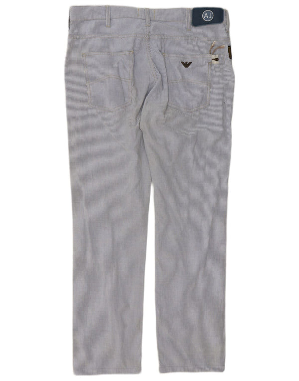 Pantaloni chino dritti da uomo Armani W32 L30 cotone gessato blu
