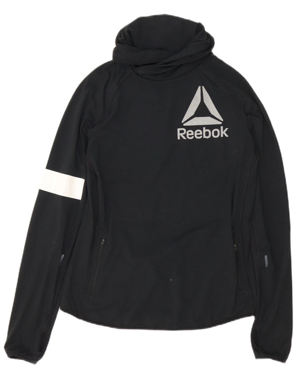 Reebok Womens Tracksuit Top Jacket UK 12/14 Medium Black Colourblock