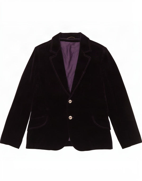 Vintage Womens 2 Button Velvet Blazer Jacket UK 12 Medium Purple Cotton