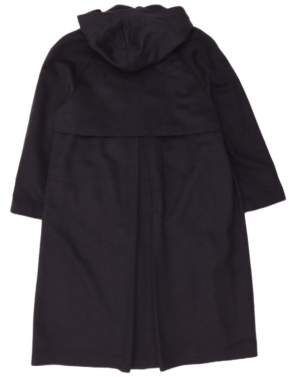 Vintage Mens Hooded Overcoat IT 48 Medium Navy Blue Wool