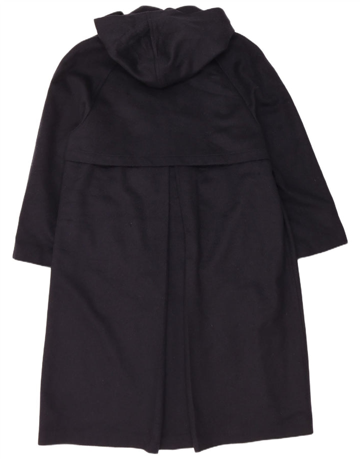 Vintage Mens Hooded Overcoat IT 48 Medium Navy Blue Wool