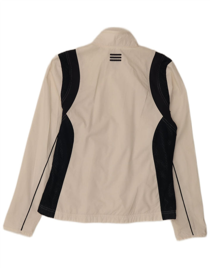 ADIDAS Womens Tracksuit Top Jacket UK 12 Medium  White Colourblock