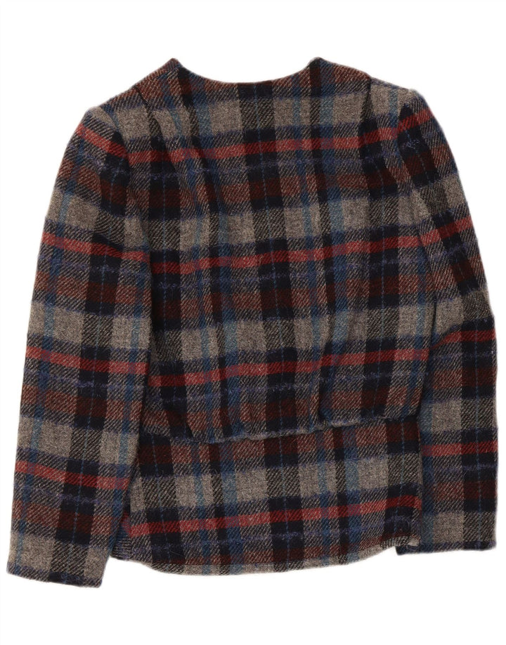 Erreuno Womens 1 Button Blazer Jacket IT 42 Medium Multicoloured Check Wool