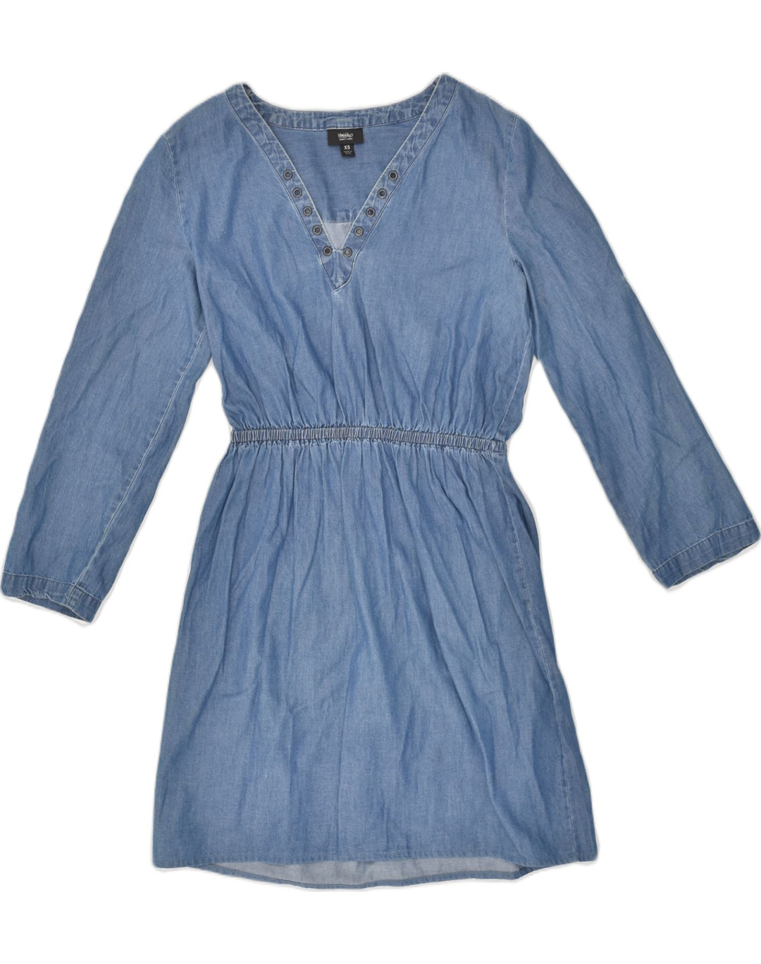 MOSSIMO Womens Long Sleeve A-Line Dress UK 4 XS Blue Cotton | Vintage Mossimo | Thrift | Second-Hand Mossimo | Used Clothing | Messina Hembry 