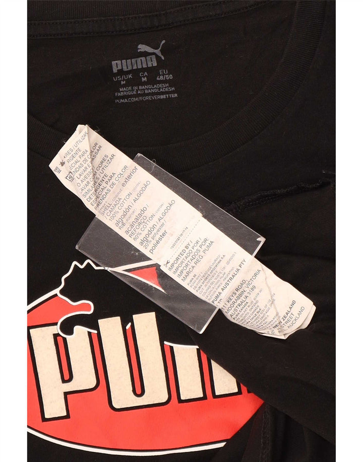 Puma Mens Graphic T-Shirt Top Medium Black Cotton