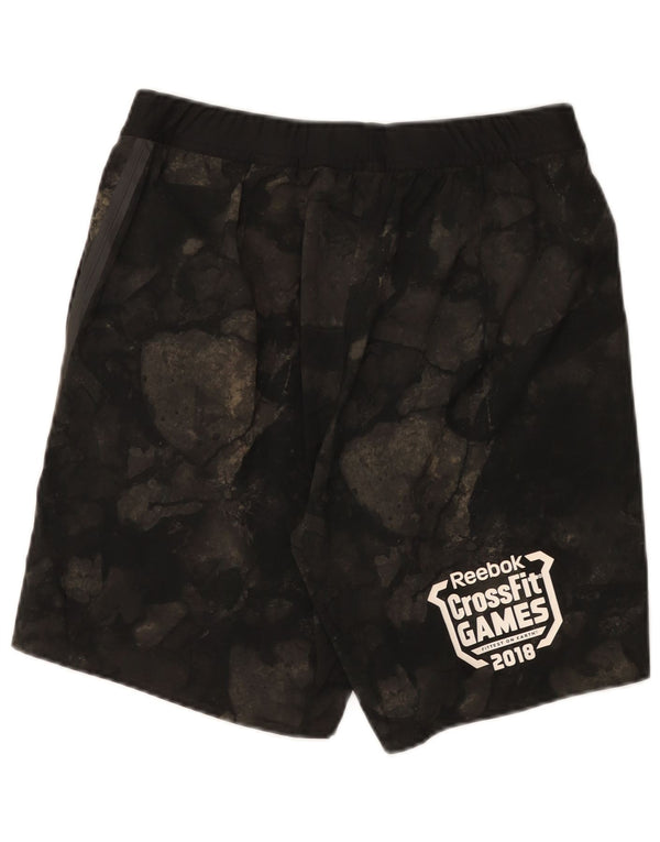 Pantaloncini sportivi Reebok Cross Fit da uomo con grafica grafica nera media in poliestere geometrico