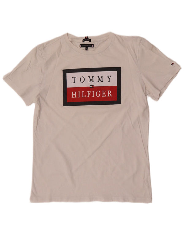 Tommy Hilfiger drenge grafisk t-shirt top 15-16 år hvid bomuld