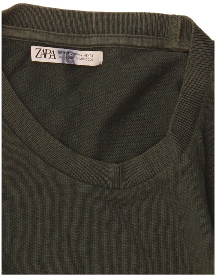 Zara Mens T-Shirt Top Large Khaki