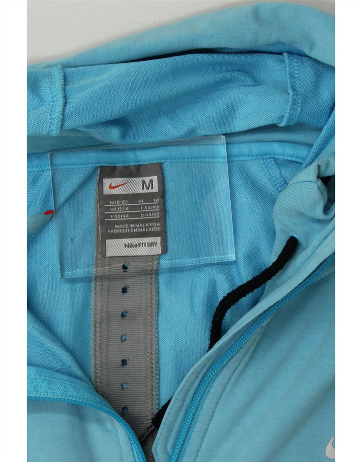 NIKE Womens Zip Hoodie Sweater UK 12/14 Medium Blue Vintage Nike and Second-Hand Nike from Messina Hembry 