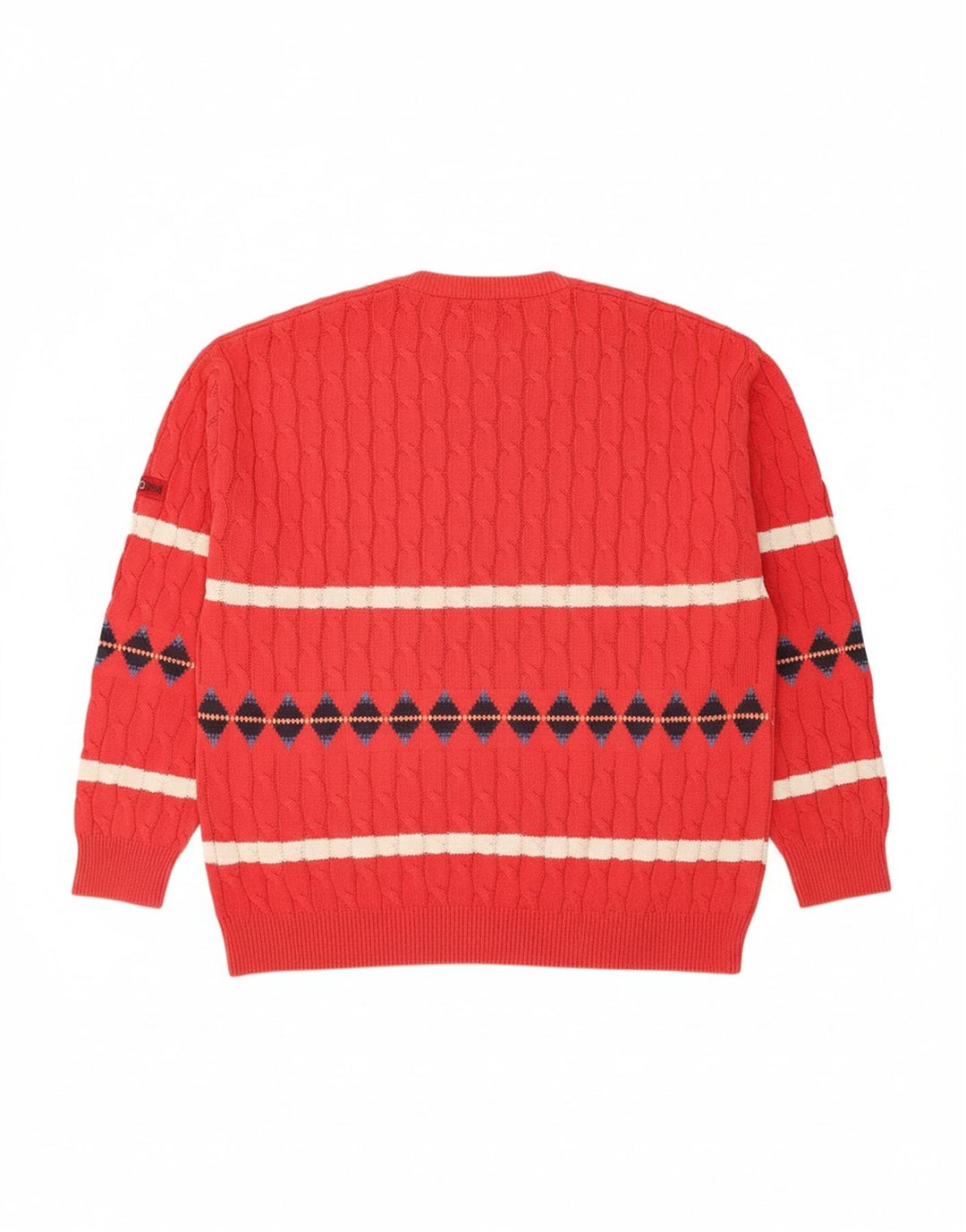 EXPLORER Mens V-Neck Jumper Sweater IT 56 2XL Red Striped