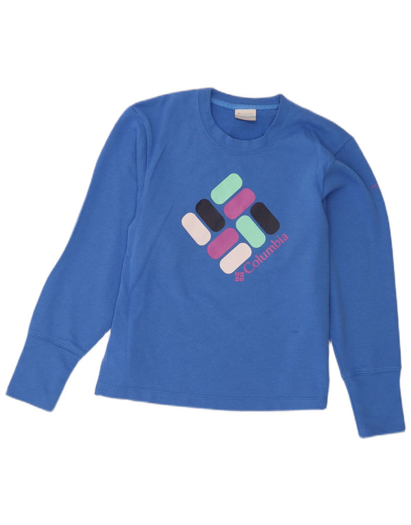 Columbia Womens Graphic Top Long Sleeve UK 6 XS Blue Cotton