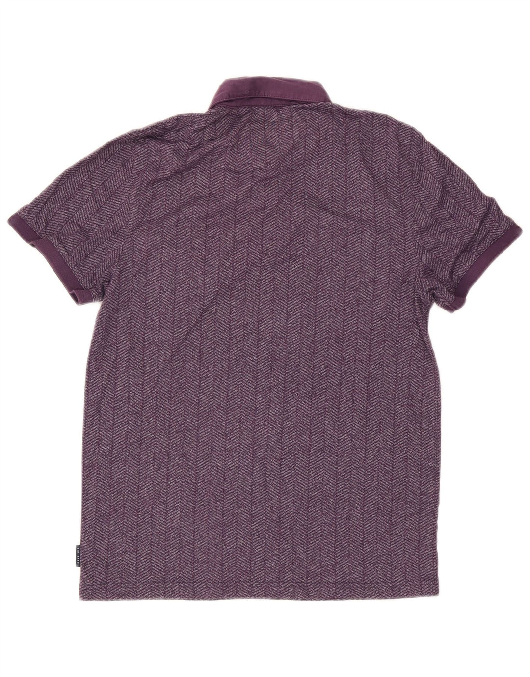 Ted Baker Mens Polo Shirt Size 3 Medium Purple Herringbone