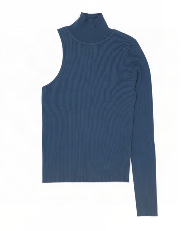 Top monospalla da donna Zara UK 12 viscosa blu medio