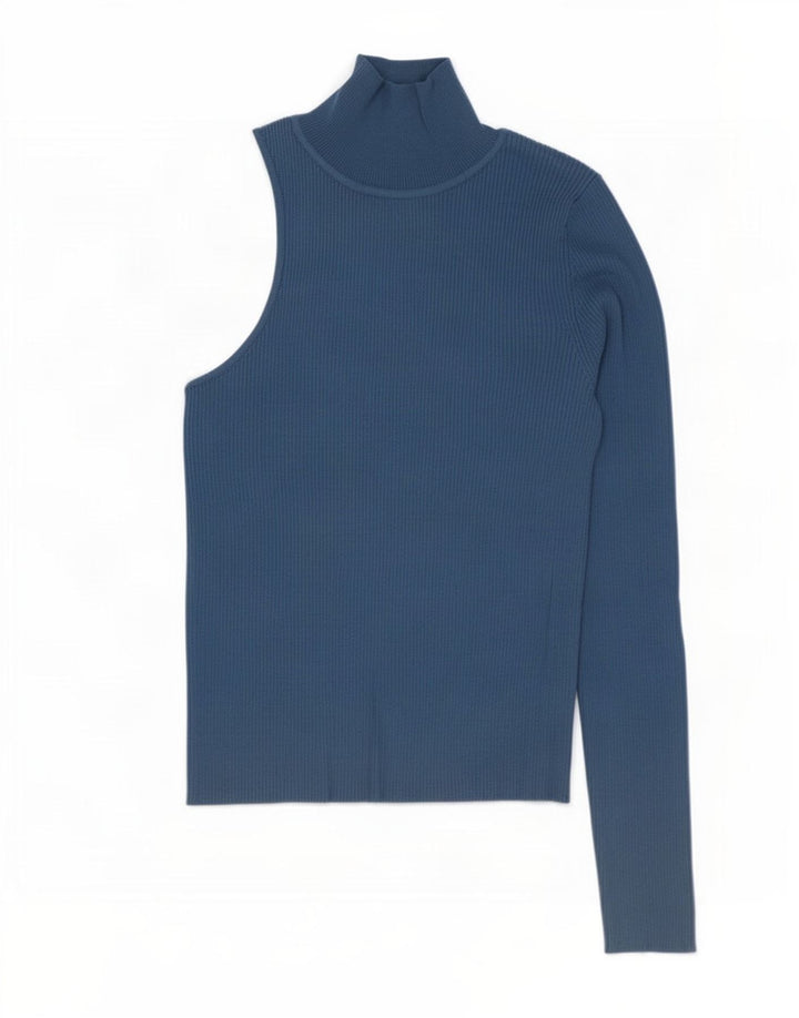 Top monospalla da donna Zara UK 12 viscosa blu medio