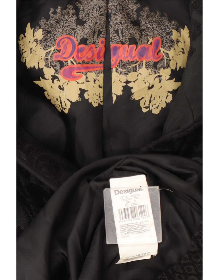 Desigual Dame Overfrakke EU 38 Medium Sort Floral Polyester