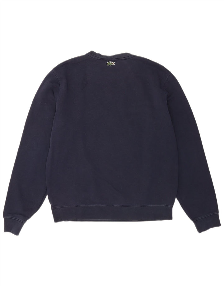 Lacoste Mens Graphic Sweatshirt Jumper Size 4 Medium Navy Blue Cotton