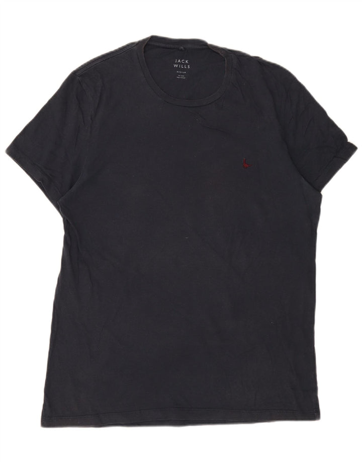 Jack Wills Herren-T-Shirt-Oberteil aus mittelblauer Baumwolle in Marineblau