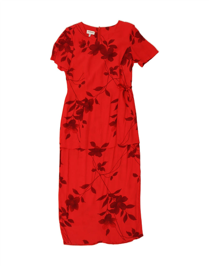 STEILMANN  Womens Maxi Dress UK 12 Medium  Red Floral Vintage Steilmann and Second-Hand Steilmann from Messina Hembry 