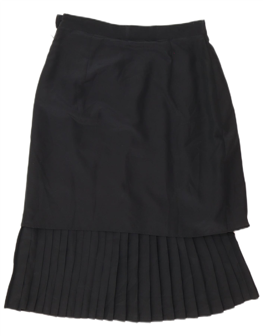 Vintage Womens Pleated Midi Skirt UK 14 Medium W30 Black Polyester