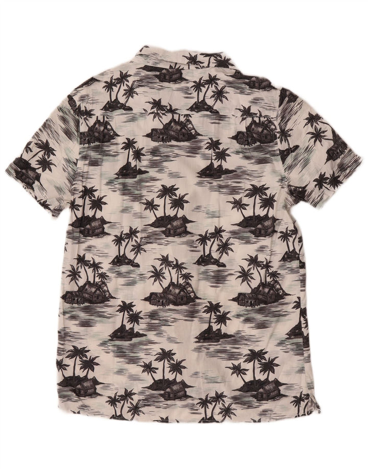 French Connection Mens Short Sleeve Classic Fit Shirt Medium White Hawaiian