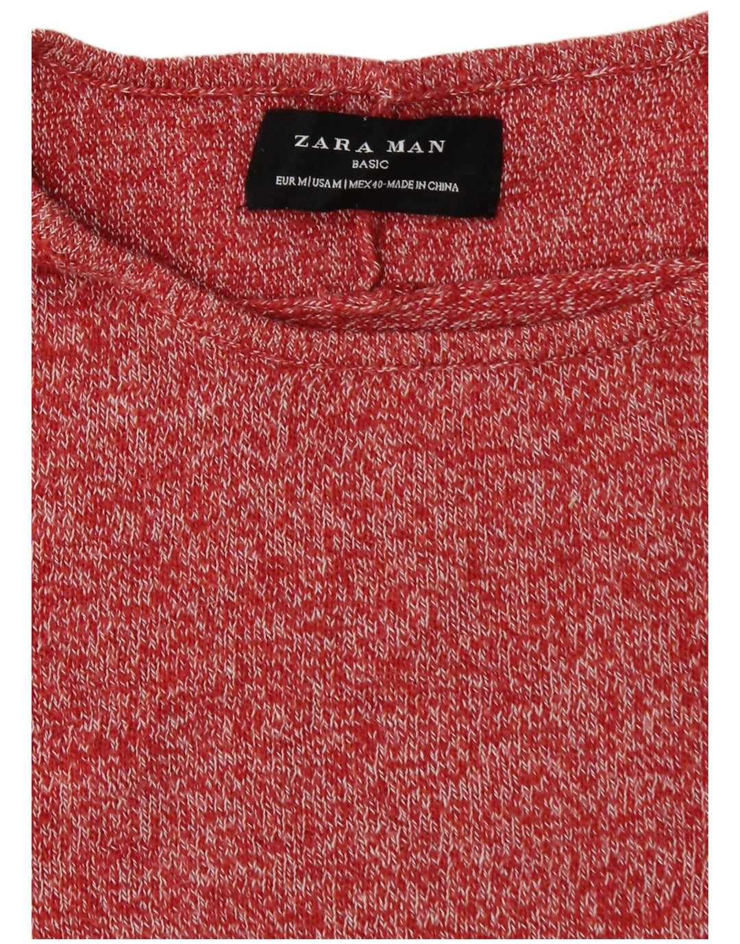 Zara Mens Crew Neck Jumper Sweater Medium Red Flecked