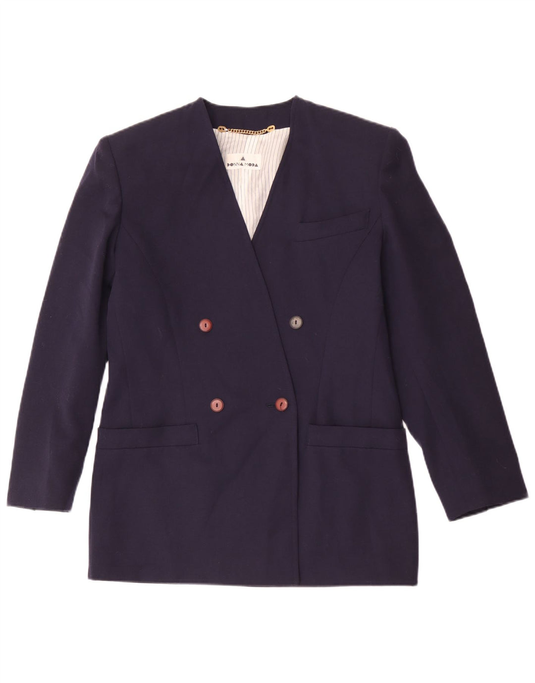 Jaqueta blazer feminina vintage com peito duplo IT 42 azul marinho médio